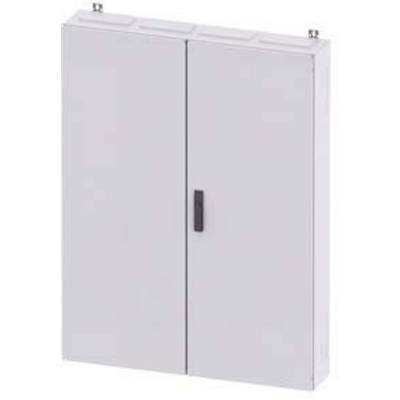 Armoires verticales en métal à deux portes, peintes en gris, avec une poignée noire au centre. Idéales pour les ateliers ou les besoins de stockage.