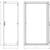 Dessin architectural de porte et de l'encadrement, indiquant les dimensions : Porte 580 x 2052 mm, Cadre 785 x 2053 mm. Charnières à droite.