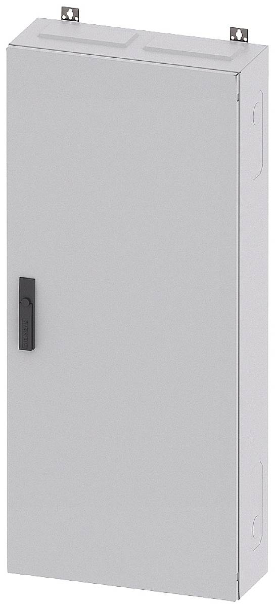 Une armoire électrique rectangulaire grise avec une porte et une poignée noire, adaptée pour une installation murale.