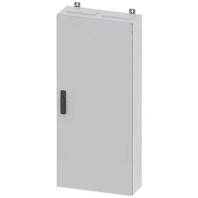 Une porte d'armoire métallique grise rectangulaire avec une poignée noire, adaptée au stockage de composants électriques dans les locaux techniques.