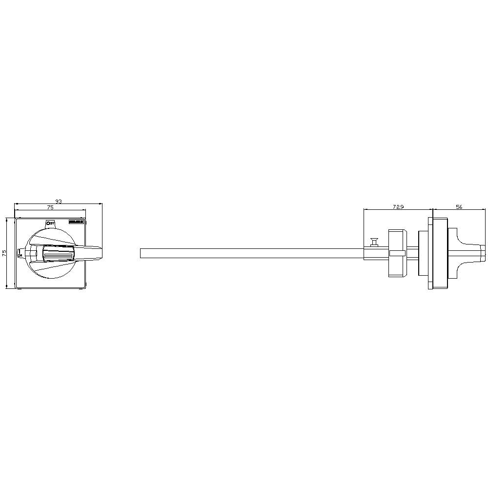 Plan technique d'un composant mécanique avec des dimensions marquées. La pièce principale mesure 720 mm, la vue en coupe transversale montre des dimensions détaillées.