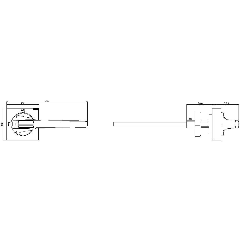 Dessin technique d'une poignée de porte avec dimensions : Longueur 120 mm, Profondeur 22 mm, Distance entre les trous 50 mm. Vue de côté et vue de face.