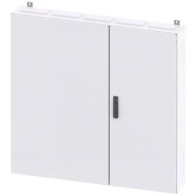 Un placard blanc à deux portes avec une poignée noire, probablement un placard électrique ou de rangement.