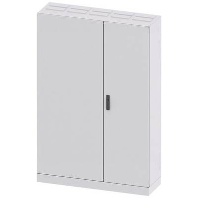 Armoire métallique grise à deux portes avec une poignée noire, adaptée au rangement dans les environnements de bureau.
