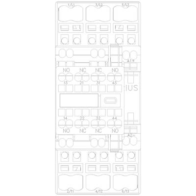Dessin technique d'un relais électrique avec différentes connexions, comprenant plusieurs contacts NO et NC et des bornes numérotées.