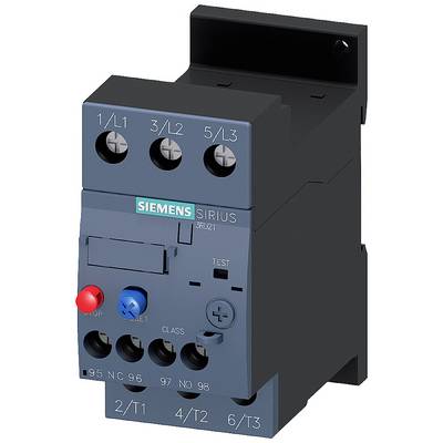 Un relais électrique de Siemens, modèle Sirius 3RU21, avec des bornes et des touches pour le contrôle des circuits électriques.