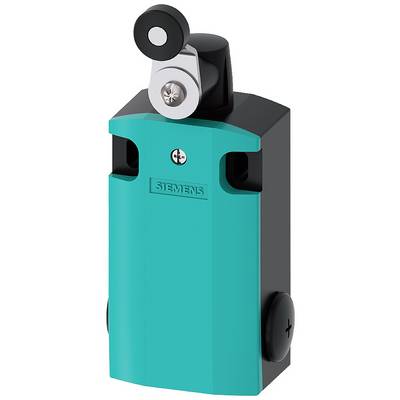 Contacteur industriel de fin de course en turquoise et noir avec levier, utilisé pour la commande de machines.