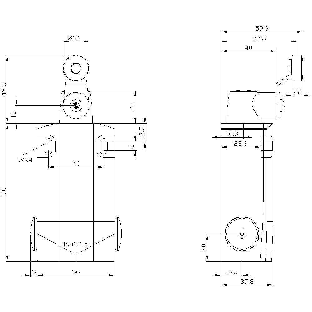 Dessin technique d'un composant cylindrique avec des dimensions précises en millimètres, comprenant le diamètre et les longueurs.