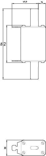 Dessin technique d'un composant avec dimensions : Largeur 89 mm, Hauteur 154 mm. Deux pièces de connexion en haut, quatre trous de fixation en bas.