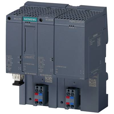 Appareil industriel de Siemens pour la communication réseau, composé de deux modules disposés côte à côte avec des connexions et des étiquettes.
