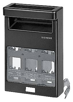 Boîtier noir d'appareil Siemens avec section transparente et pièces de montage, probablement destiné à des composants électriques ou électroniques.