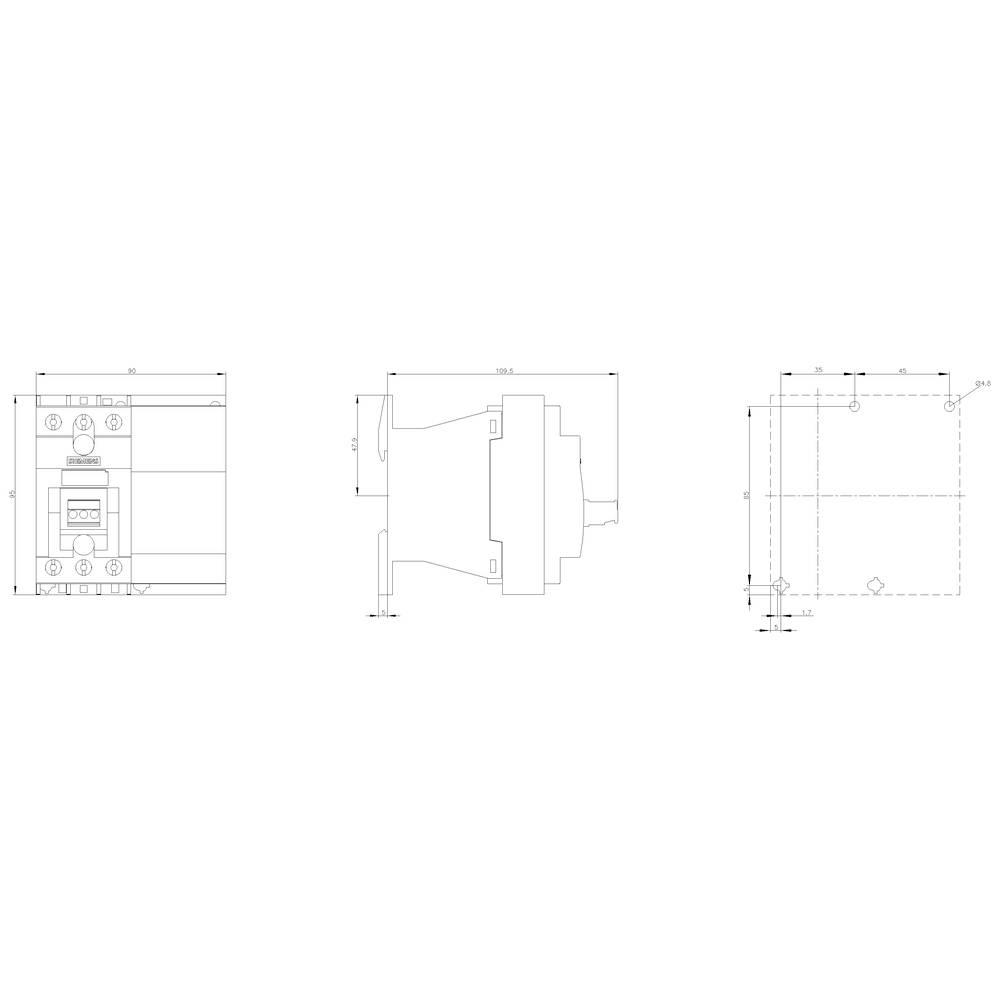 Dessin technique d'un armoire électrique avec vues de face, latérales et supérieures, dimensions et position des composants.