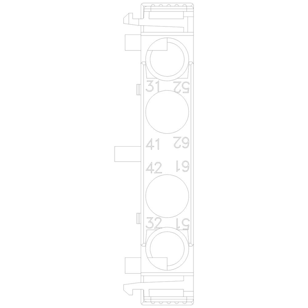 Dessin technique d'un composant rectangulaire avec des ouvertures circulaires, numéroté avec des chiffres, probablement destiné à une application industrielle.