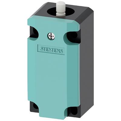 Un composant industriel Siemens de couleur turquoise avec un boîtier noir et un bouton blanc sur le dessus. Principalement rectangulaire et compact.