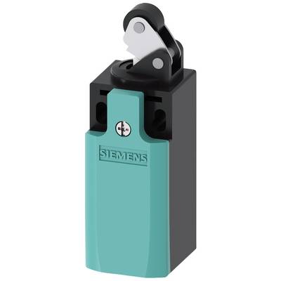 Un interrupteur de sécurité compact de Siemens, de couleur turquoise avec un boîtier noir et un levier argenté, utilisé dans les installations électriques.