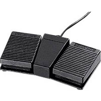 Un pédalier noir à trois pédales avec câble, probablement utilisé pour contrôler des appareils électroniques ou des logiciels.