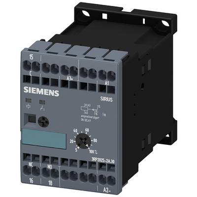 Un relais temporel électrique de Siemens, modèle Sirius 3RP2025, utilisé pour le contrôle des temps de temporisation dans les systèmes de commutation.