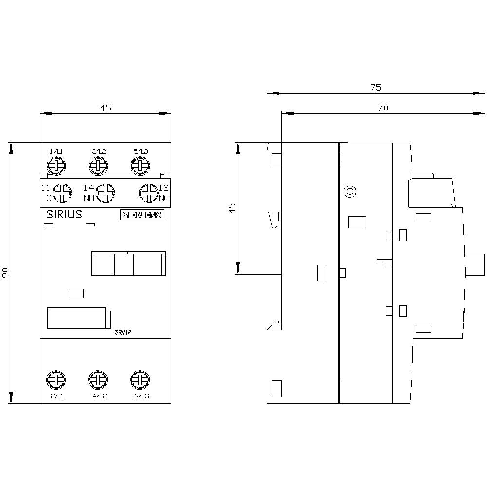 Siemens 3RV1611-1CG14 Convertisseur de tension 1 pc(s) 1 NF (R), 1 NO (T), 1 inverseur (RT) Plage de réglage (courant): -4