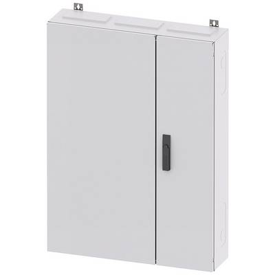 Un placard métallique blanc à deux portes avec une poignée noire, conçu pour être fixé au mur.