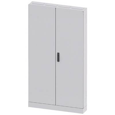 Un armoire métallique grise à deux portes et une poignée centrale, adaptée au rangement dans les bureaux ou les ateliers.