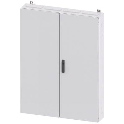Armoire métallique grise avec deux portes et poignée noire, adaptée à un montage mural.