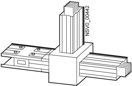 Dessin technique d'un élément de connexion mécanique avec plusieurs rails et éléments verticaux, étiqueté 'NSV0_00442'.
