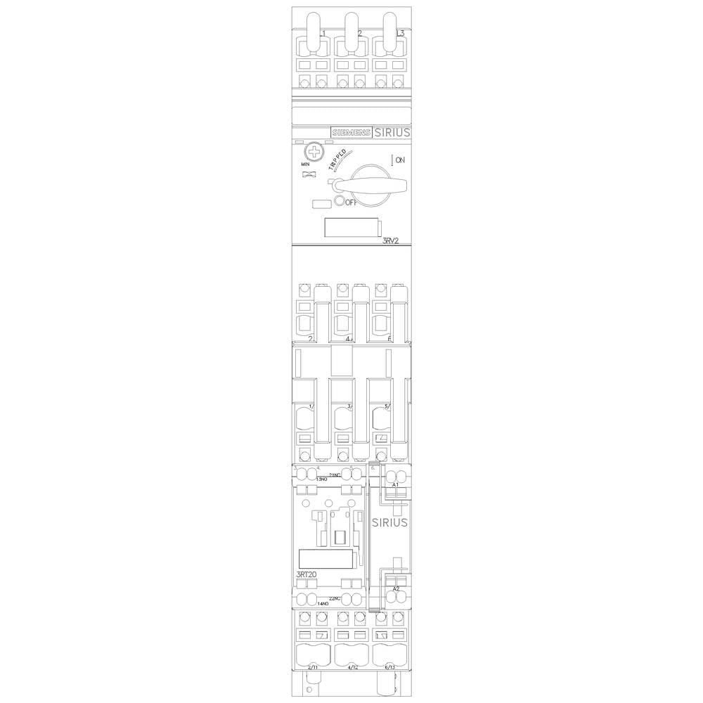 Dessin technique d'un agencement de coffret électrique avec divers interrupteurs, fusibles et câblages, disposés verticalement de haut en bas.