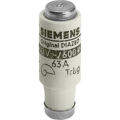 'SIEMENS Origine DIAZED 500V~/600V—, 63A, Fusible à action lente, forme cylindrique, principalement blanc cassé avec des embouts argentés.'