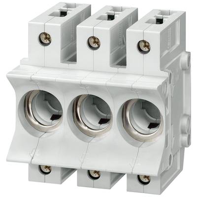 'Support de fusible tripolaire à connexion par vis en plastique gris, adapté pour les fusibles électriques.'