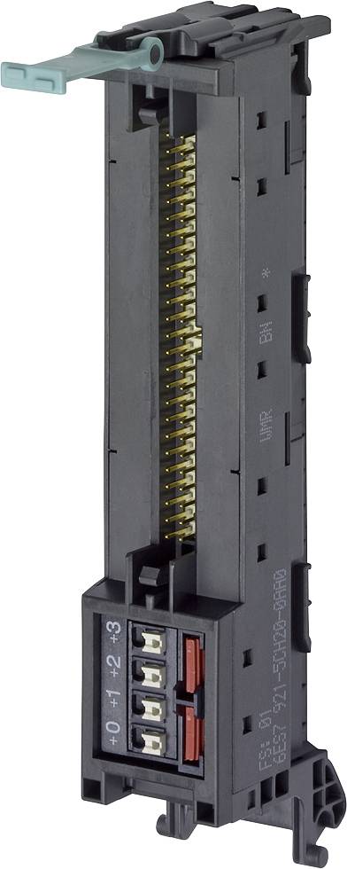Composant électrique avec bornes de connexion et piste conductrice. Utilisé dans les tableaux électriques pour la distribution de courant ou les systèmes d'automatisation.