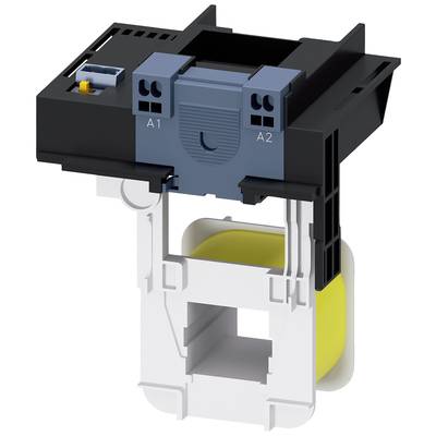 Un module de semi-conducteur relais avec deux bornes de connexion (A1, A2) en noir et bleu, monté sur un cadre en plastique blanc.