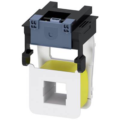 Un composant technique, composé d'une partie supérieure noire et bleue, relié à un élément jaune dans un boîtier blanc.