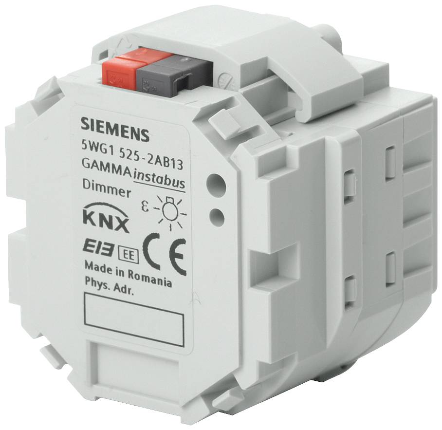 Un dispositif variateur de Siemens, modèle 5WG1 525-2AB13, avec connexions et marquage CE. Fabriqué en Roumanie.