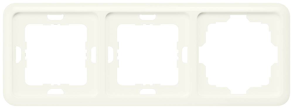 Cadre de couverture triple blanc pour interrupteurs ou prises de courant, à monter en ligne.