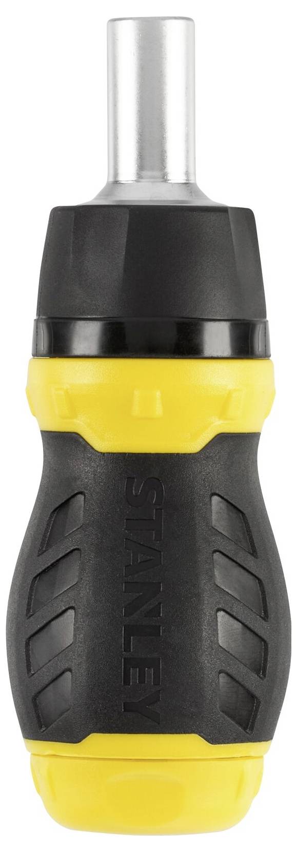 Tournevis maniable avec une poignée ergonomique noir et jaune et un embout métallique, adapté aux travaux de précision.