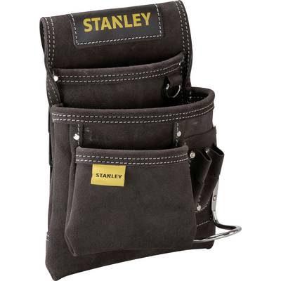 Ceinture à outils Stanley noire à plusieurs compartiments, design robuste pour les outils, avec le logo jaune Stanley en haut.