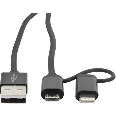 Ansmann Câble USB 1.20 m noir connecteur aluminium, gaine TPE 1700-0082-4