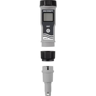 Appareil de mesure portable pour mesurer le potentiel d'oxydoréduction (ORP) avec un boîtier gris et un affichage noir. Couvercle de protection amovible en bas.