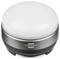 Lampe LED ronde portable avec diffuseur blanc et base grise, de marque « brennenstuhl », présentée sur un fond blanc.