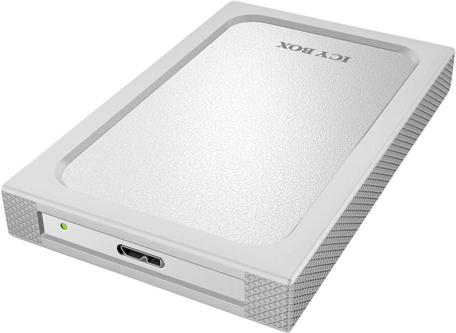 Disque dur externe dans un boîtier argenté avec connexion USB, adapté au stockage et à la sauvegarde de données.