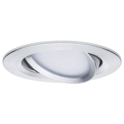 Un spot LED rond et orientable avec un boîtier encastrable argenté, idéal pour un éclairage ciblé dans des espaces contemporains.