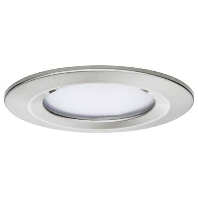 Un luminaire encastré rond dans un boîtier argenté avec un verre dépoli, adapté pour une installation au plafond à l'intérieur.
