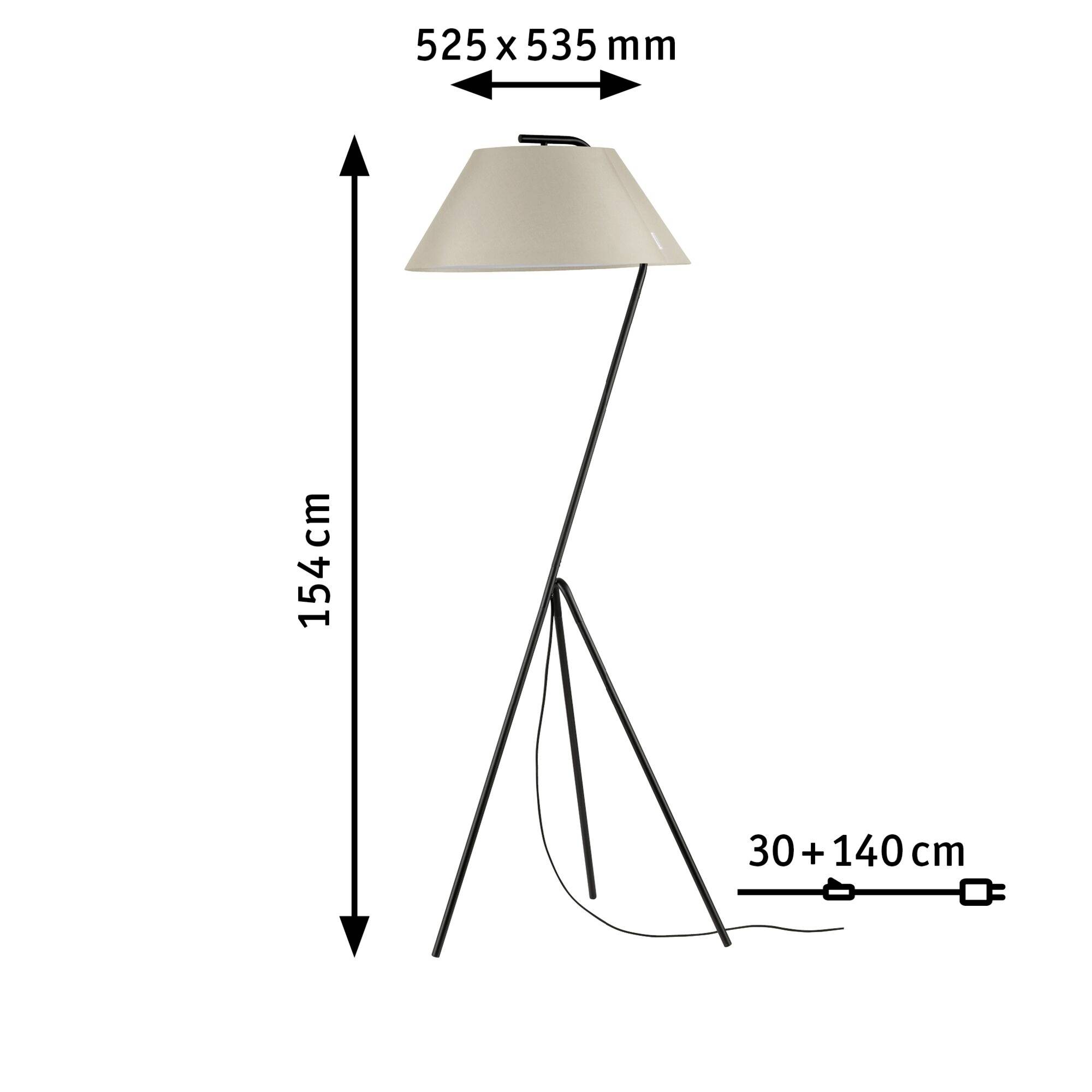 Paulmann Narve 79724 Lampe sur pied LED E27 60 W beige, noir-2