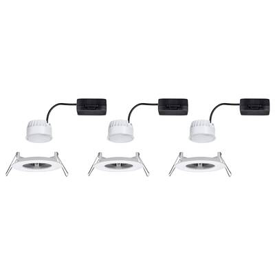 Trois spots encastrables LED avec boîtier blanc et raccordement noir. Ces spots sont adaptés pour une installation au plafond.