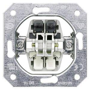 Interrupteur métallique sans couvercle, montrant les connexions électriques internes et les fixations à vis. Adapté pour une installation encastrée.