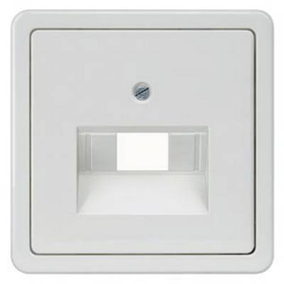 Plaque de commutateur blanc avec ouverture rectangulaire pour l'installation de modules, vis de fixation centrale visible.