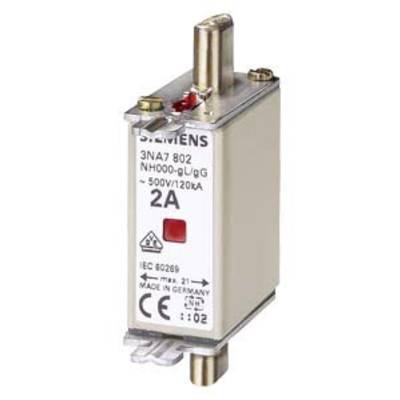 Un fusible de protection Siemens, 2A, 500V, de type NH000-gU/gG. Fabriqué selon la norme IEC 60269 en Allemagne.