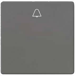 'Interrupteur gris avec un symbole de cloche blanc, symbolisant une sonnette ou une notification.'