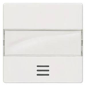 Interrupteur lumineux au design rectangulaire blanc avec trois lignes horizontales noires en dessous.