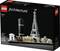 Ensemble LEGO Architecture de Paris, comprenant Notre-Dame, la Tour Eiffel, le Louvre et l'Arc de Triomphe. Recommandé pour les personnes âgées de 12 ans et plus.